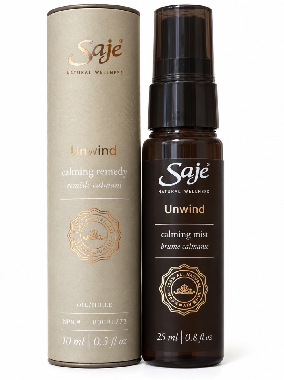 Saje Unwind Calming Mist - Brown & Cream